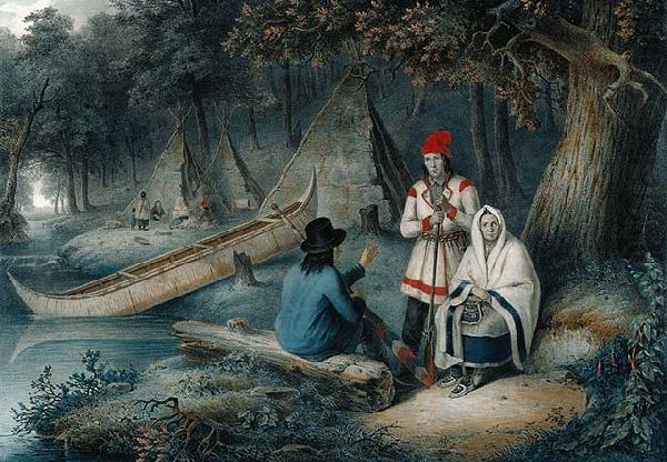 Cornelius Krieghoff Indian Wigwam in Lower Canada oil painting picture